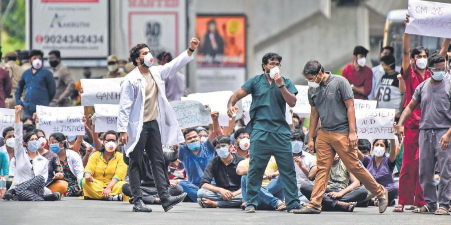 Telangana Junior Doctors Association Continues to strike at Hyderabad's Gandhi Hospital