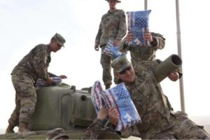 Mike Lindell gifts salvation army pillows to US army pictures