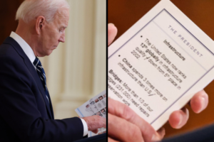 Joe Biden Caught Using Note Cards During Speech To Answer Questions ...