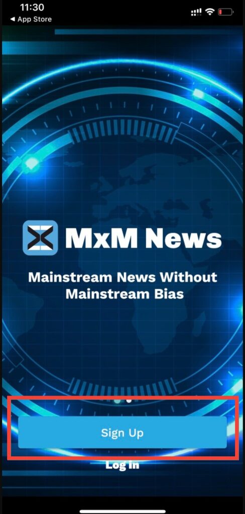 MxM news app Signup