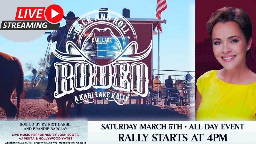 Watch Rodeo Rally live with Mike Lindell and Kari Lake