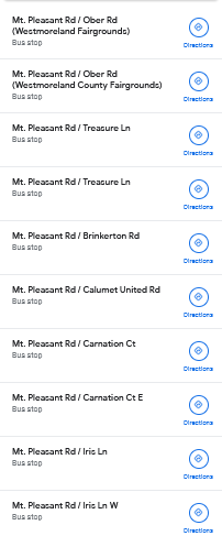 A list of all bus routes to Westmoreland Fairgrounds