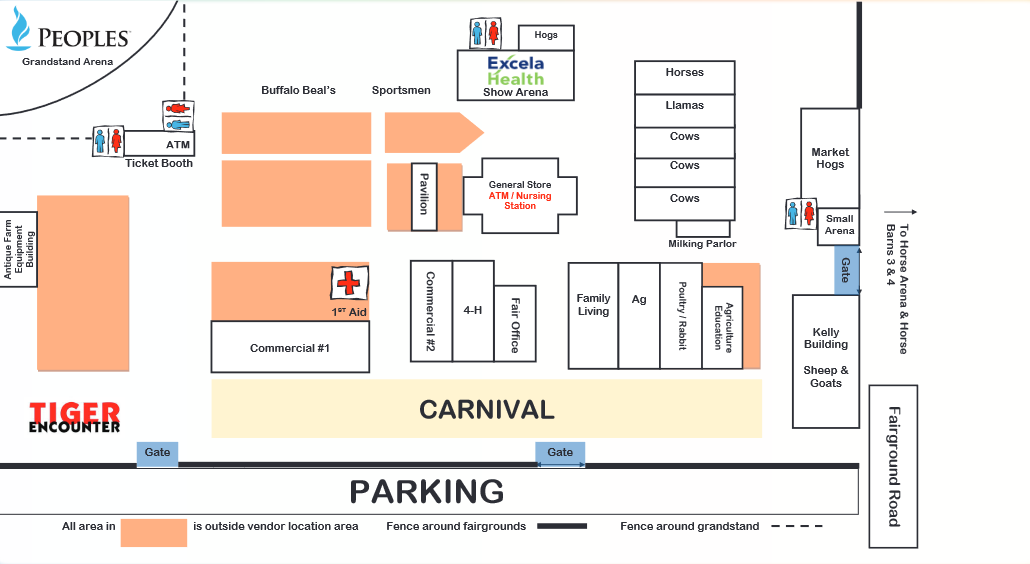 Map of parking lot at Westmoreland Fairgrounds