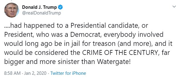 Trump's tweet referring to the 2020 election fraud as the crime of the century