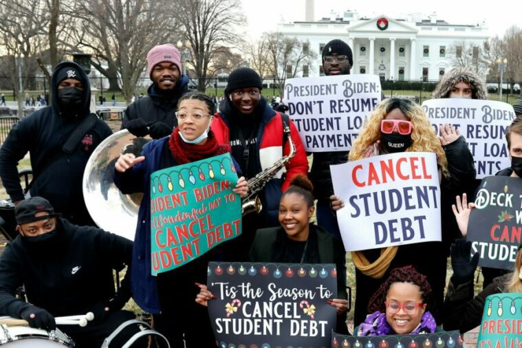 students protest for student debt cancellation