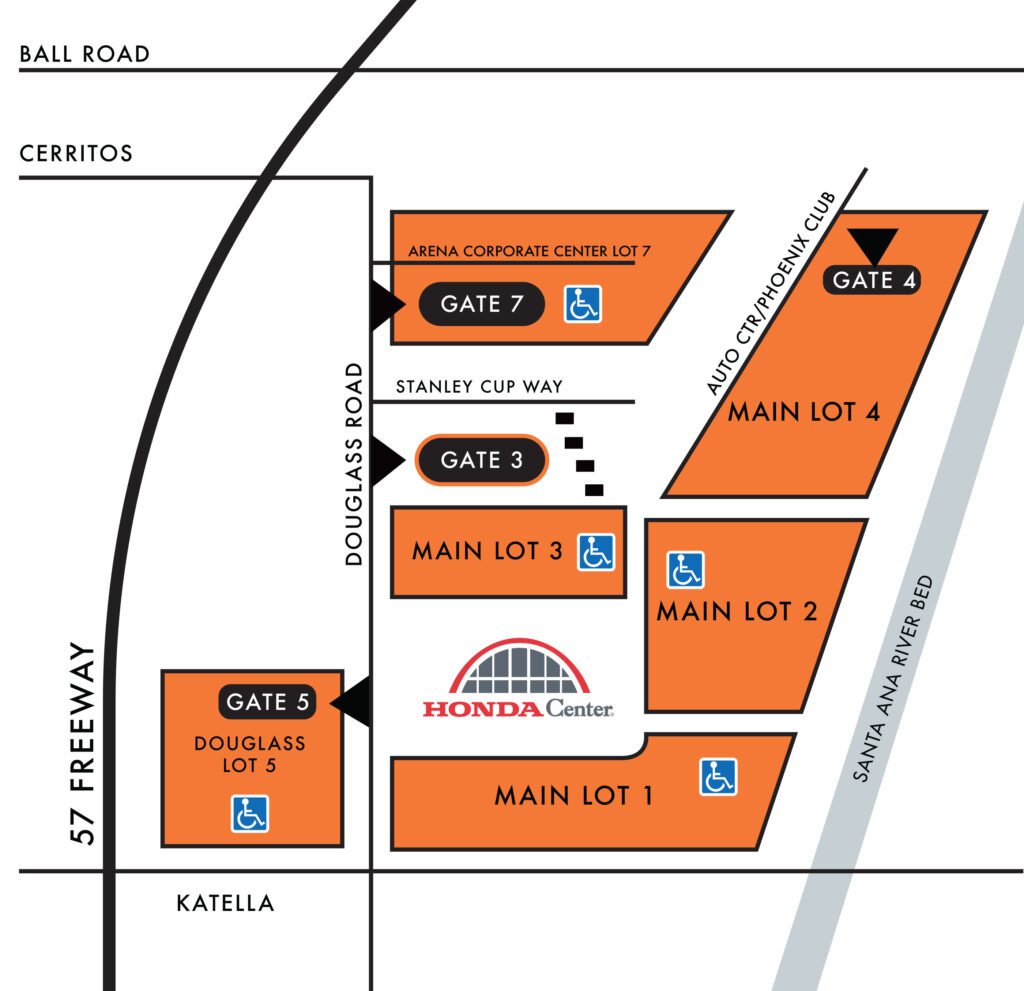 Honda Center Parking Map