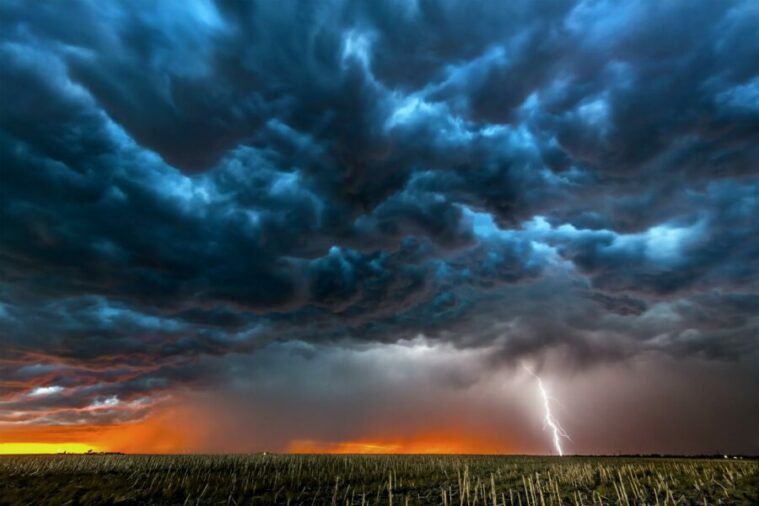 lightning-field-sunset