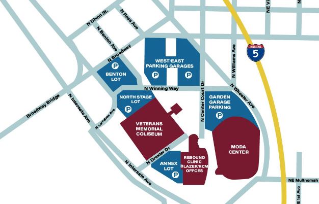 Official Moda Center Parking Map