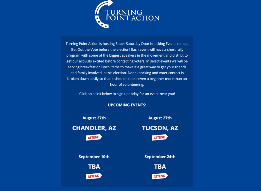 Turning Point Action Arizona Rally Schedule