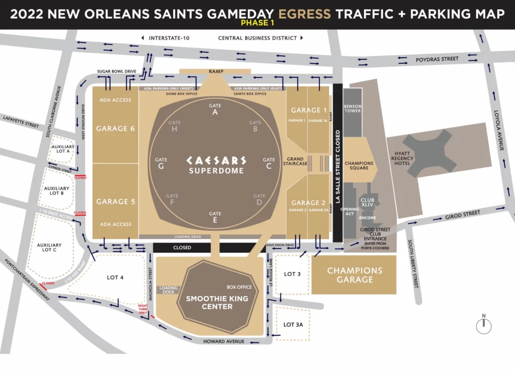 Caesars Superdome Official Parking Map