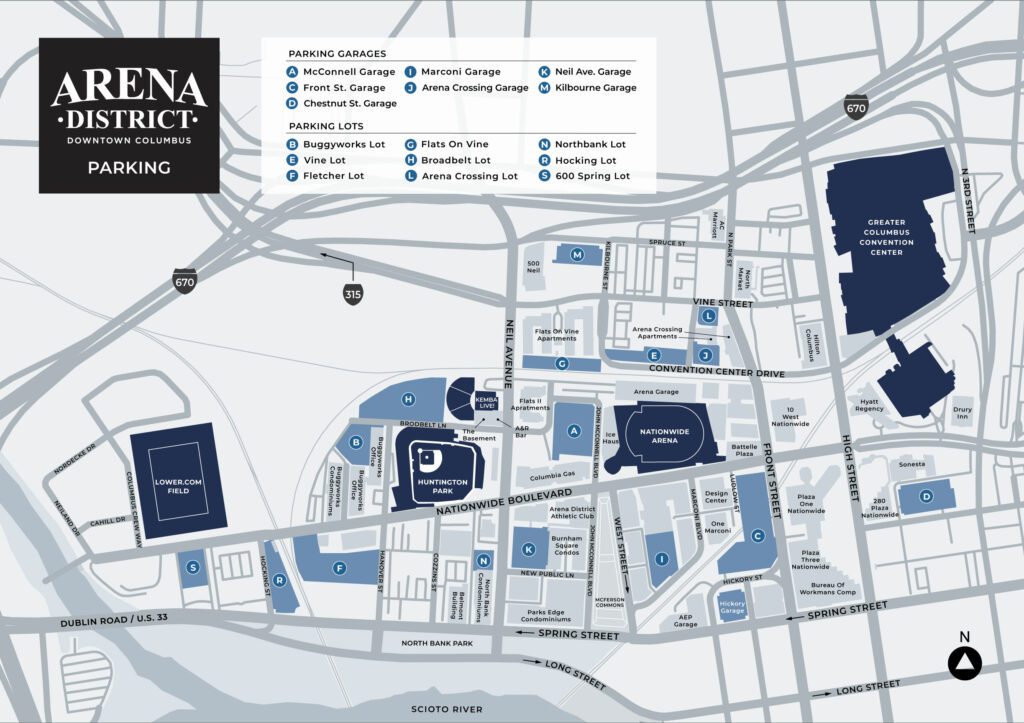 Nationwide Arena Parking Garages Map
