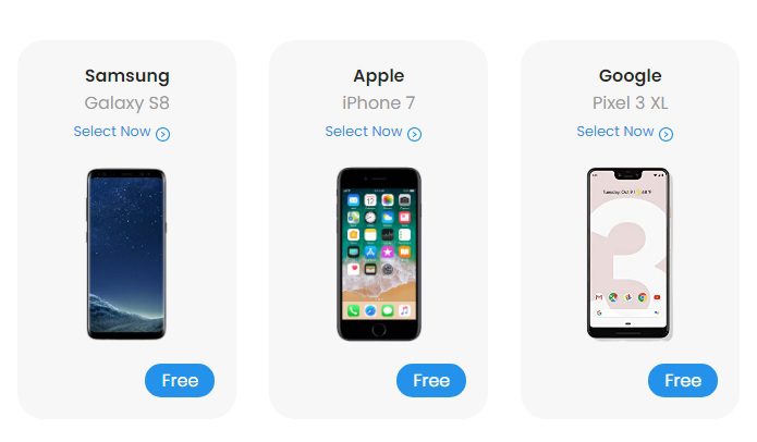 AirTalk Wireless's list of free smartphones