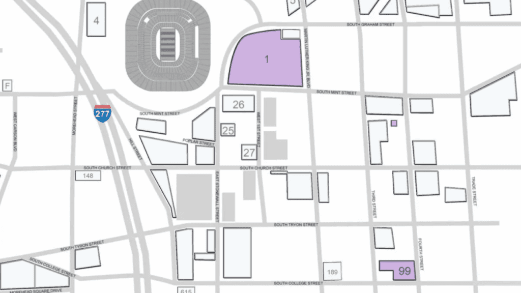 Bank of America Stadium official parking map