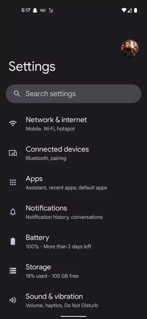 Launch Settings on your smartphone