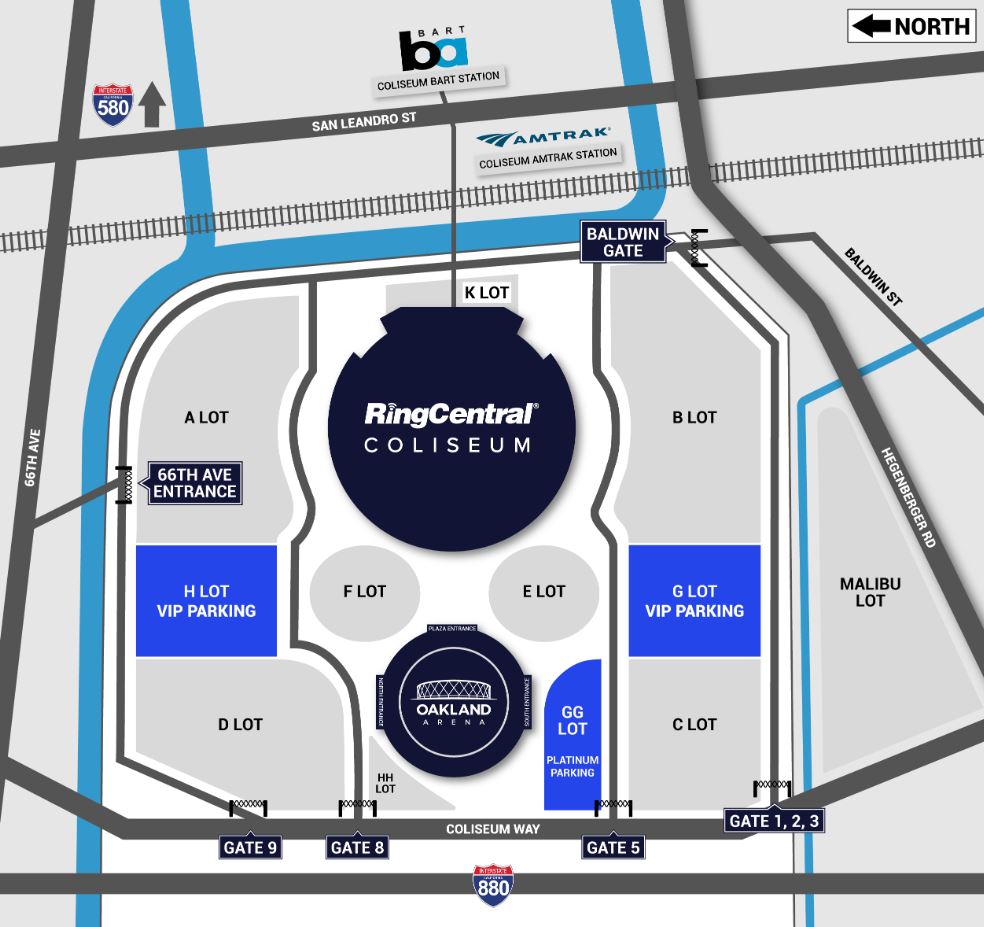 RingCentral Coliseum Official Parking Map