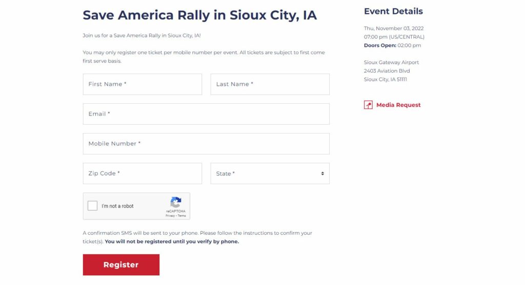 Tickets for Watch Save America Sioux City, Iowa Rally Live Stream