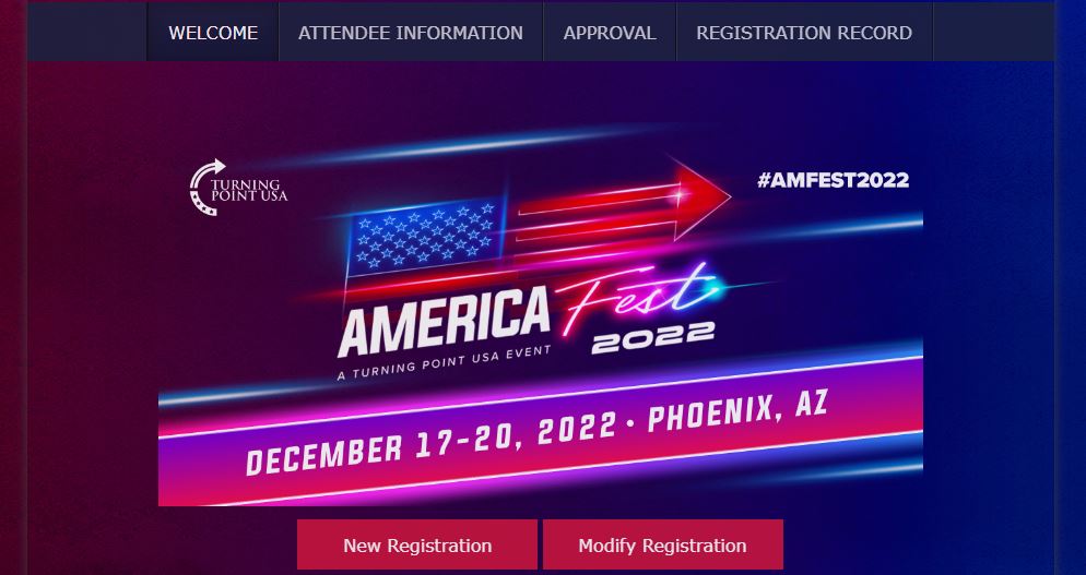 Click on the New Registration Option to book tickets for America Fest 2022