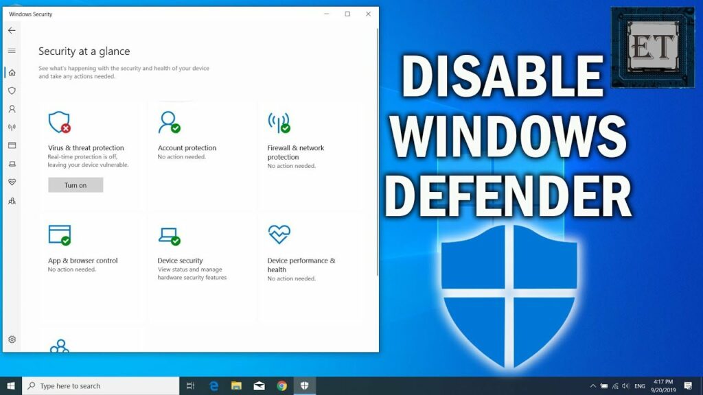 Disable Windows Defender/Antivirus Software