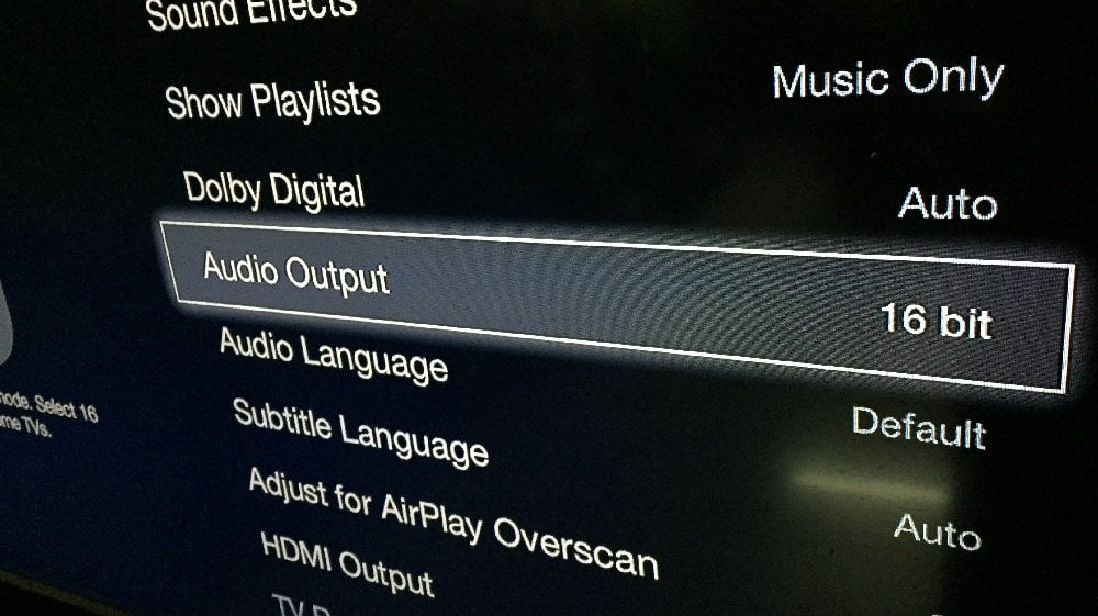 Enable 16-Bit Output on the Sound Card to fix Apple TV Sound Not Working