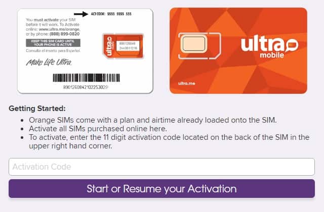 How to activate Ultra Mobile Orange SIM Card