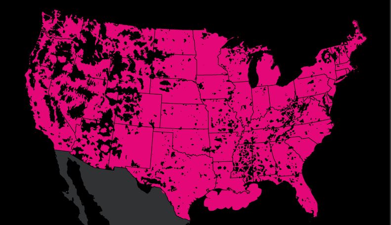 T-Mobile 4G LTE Coverage Map with Straight Talk