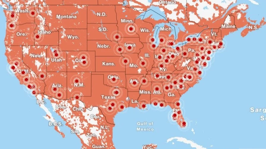 Verizon 5G Coverage Map with Straight Talk