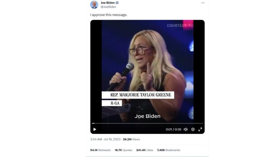 Joe Biden Share Video of MTG Speech To Promote His Agenda