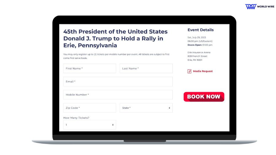 Steps To Book Ticket For Trump Erie, Pennsylvania Rally