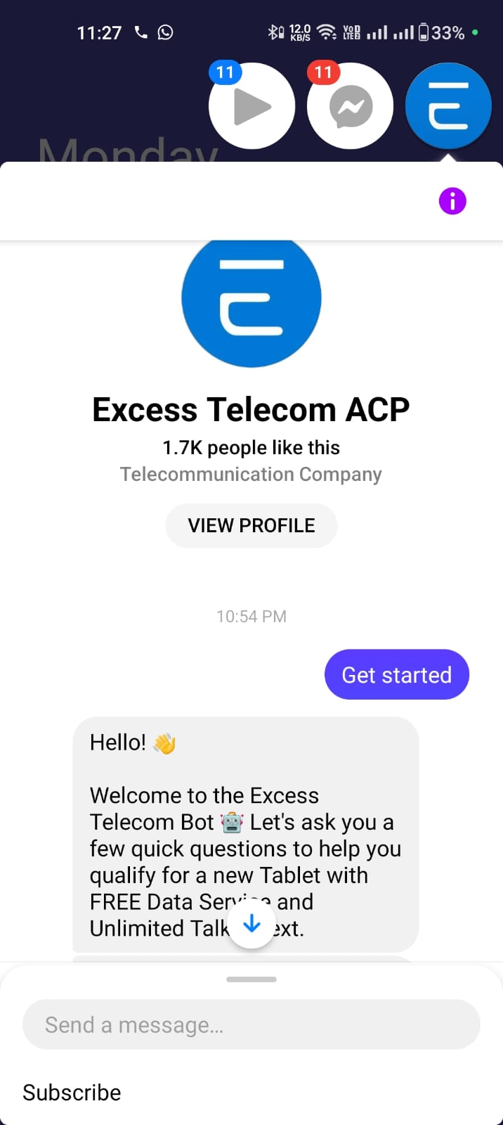 Excess Telecom Facebook Chat