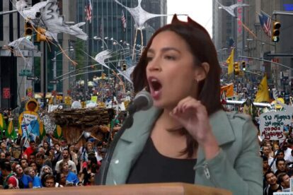 Alexandria Ocasio-Cortez joins climate rally in NYC