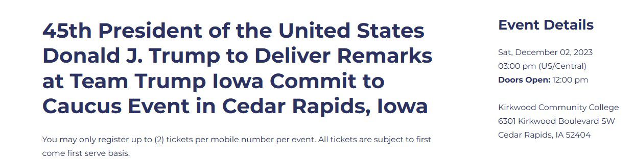 Trump Cedar Rapids, Iowa Rally Schedule