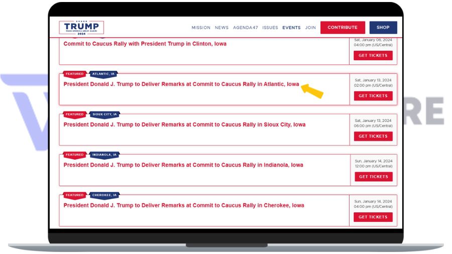 How to Book Ticket for Trump Atlantic, Iowa Rally