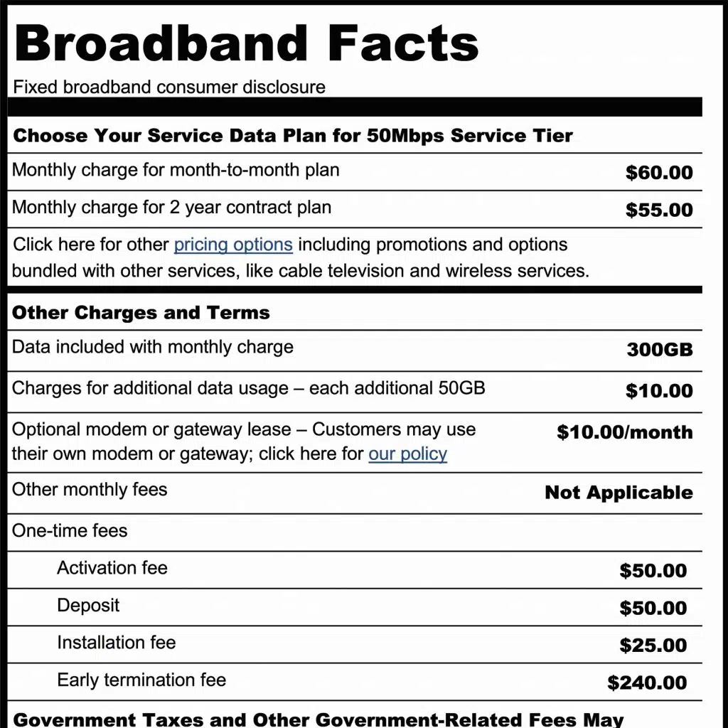 Broadband Labels Now Required for Larger ISP